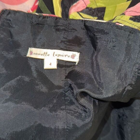 Vintage NANETTE LEPORE SILK Lotus Floral Corset Style Mini Skirt Size 4 - Picture 11 of 12